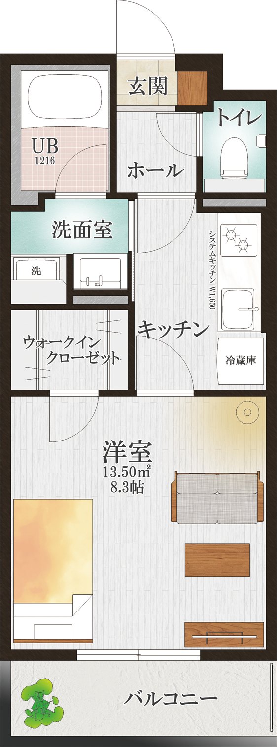 AVITE 1Kの間取り図