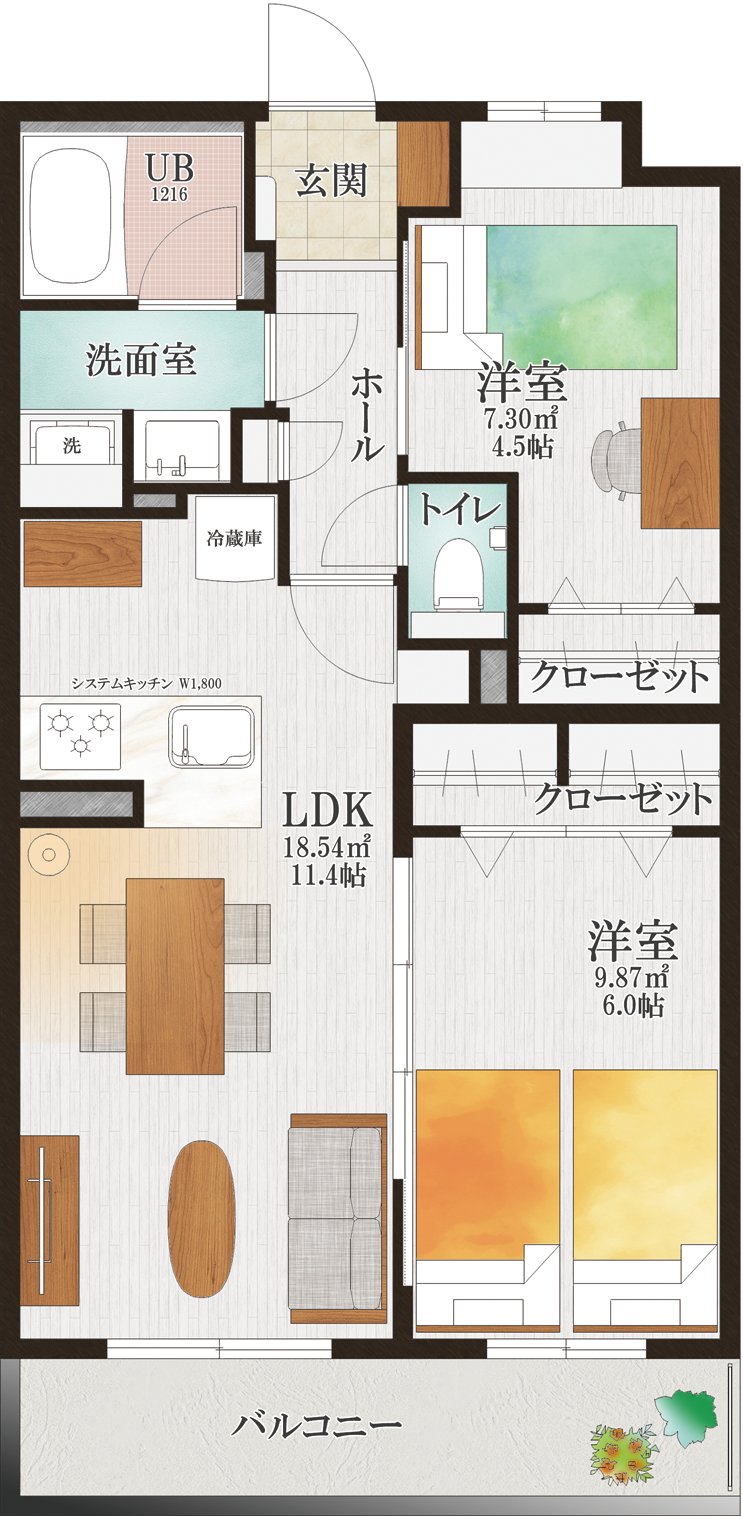 TRANTIA 2LDK-Iの間取り図
